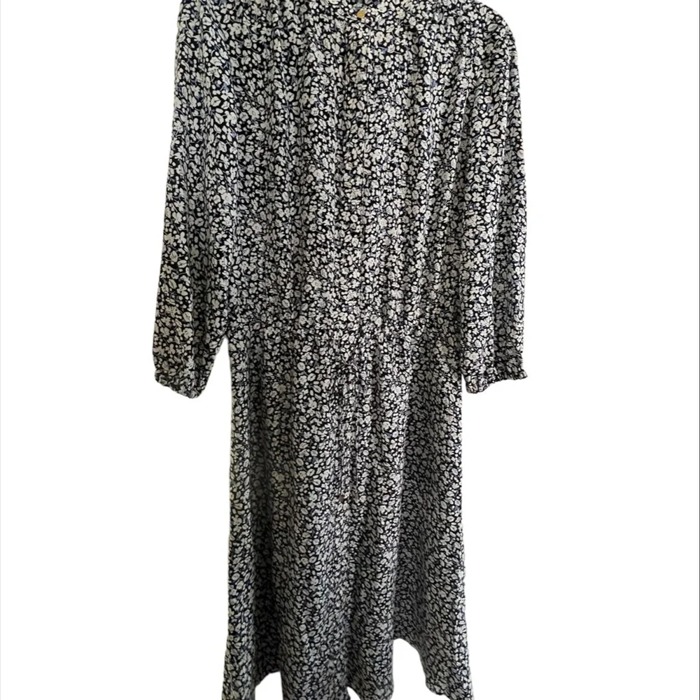 Ralph Lauren - Blue Floral Print Long Sleeve Button-Up Shirtwaist Dress - Picture 4 of 6